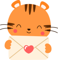 linda Tigre animal y enamorado amor letra png