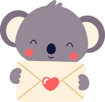 söt koala djur- och valentine kärlek brev png