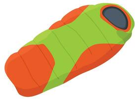 Sleeping bag. Comfortable colorful hiking equipment vector