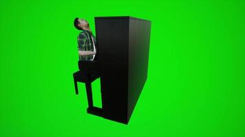 3d verde schermo musicista giocando il pianoforte nel americano ristoranti a partire dal tre angolo angolo video