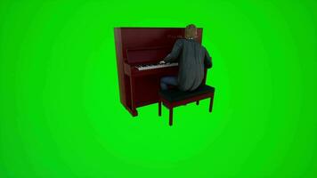 3d vert écran Masculin chanteur en jouant le piano dans européen Restaurants de Trois acculé angle video