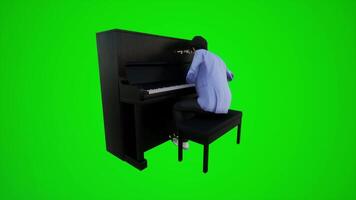 3d verde schermo maschio insegnante giocando il pianoforte nel ristorante video