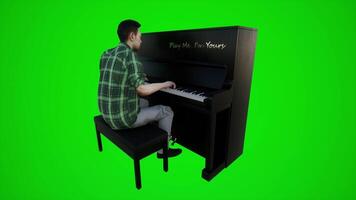 3d green screen musician playing the piano in American restaurants from three corner angle video