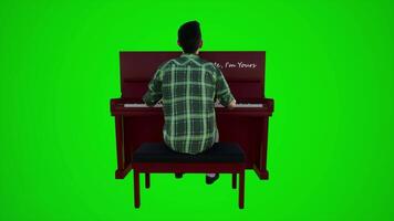 3d verde pantalla músico jugando el piano en americano restaurantes desde el espalda ángulo video