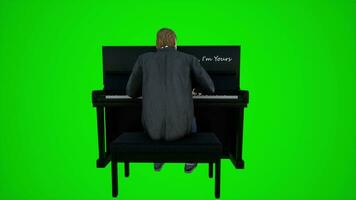 3d vert écran Masculin chanteur en jouant le piano dans café de le retour angle video