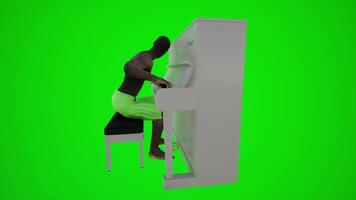 3d green screen tourist playing the piano in beach cafe from side angle video