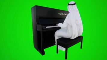 3d green screen an Arab musician playing the piano in Dubai cafes from three angles video