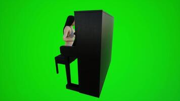 3d vert écran femme dans bikini nager en jouant piano dans européen bars de retour angle video