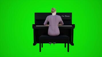 3d green screen the author playing the piano in European bars from the back angle video