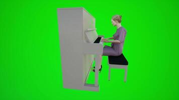 3d verde schermo il autore giocando il pianoforte nel europeo barre a partire dal lato angolo video