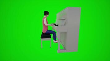 3d green screen housewife playing the piano in European bars from side angle video