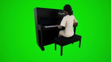 3d green screen female nurse playing the piano in African bars from three cornered angle video