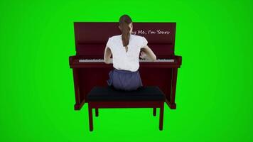 3d green screen seamstress playing the piano in Asian bars from the back angle video