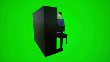 3d verde schermo alunno ragazza giocando il pianoforte nel europeo barre a partire dal tre messo alle strette angolo video