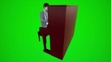 3d green screen policeman playing the piano in European bars from three corner angle video