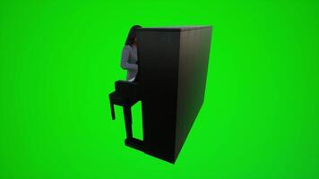 3d green screen woman playing the piano in African bars from three angles video