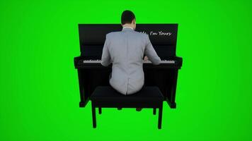 3d green screen architect man playing piano in European bars from back angle video