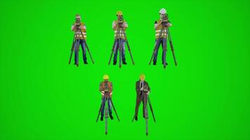 3d green screen construction workers photographing and filming buildings and land from the front angle video