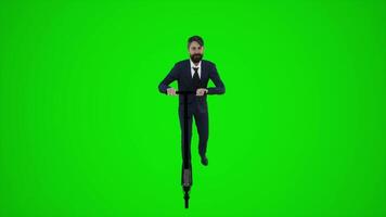 3d green screen male teacher riding scooter in the street from the front angle video