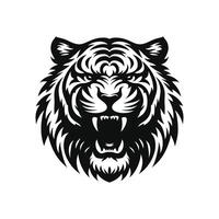 Clean and Striking Roaring Tiger Silhouette Tattoo Symbol Cartoon Vector Illustration