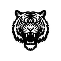 Ferocious Tiger Logo Silhouetted Roar in Cartoon Vector Illustration