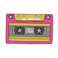 Retro audio tape cassette. doodle style 90's nostalgic element vector