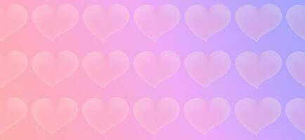 Seamless pattern with hearts and gradient background. Vector light modern background in y2k style.