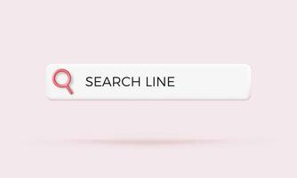 Search bar field with magnifier icon. Web interface element with search line. Vector illustration on pink background