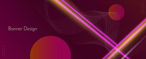 Abstract geometric neon lines illustration banner pattern background vector