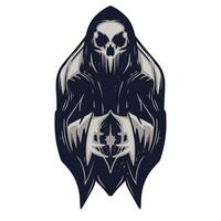 Grim Reaper Illustration. Mascot Horror Darkness Art Vector