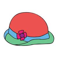 a red hat with a flower on it vector
