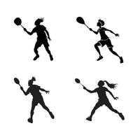 Badminton player silhouette collection vector