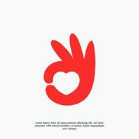 hand love logo design template vector