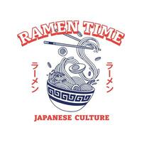 Japanese Ramen illustration t shirt design vector