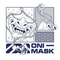 Japanese Demon Oni Mask illustration t shirt design vector