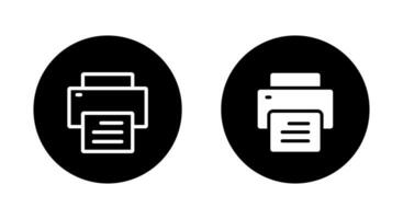 Print button icon on black circle. Printer symbol vector