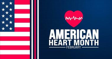 february is American Heart Month background template. Holiday concept. background, banner, placard, card, and poster design template with text inscription and standard color. vector