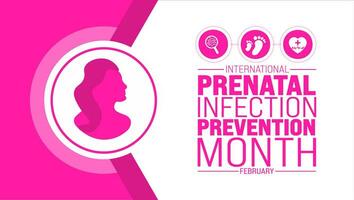 febrero es internacional prenatal infección prevención mes antecedentes modelo. fiesta concepto. fondo, bandera, cartel, tarjeta, y póster diseño modelo con texto inscripción y estándar vector