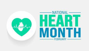 February is National Heart Month background template. Holiday concept. background, banner, placard, card, and poster design template with text inscription and standard color. vector illustration.