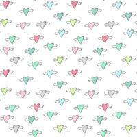 Cute colorful flying heart shapes seamless pattern Vector Image