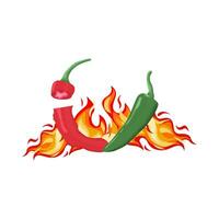 hot fire with hot chili illustration vector