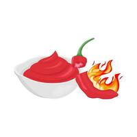 hot fire chili with sauce illustration vector