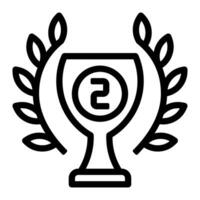 trofeo plata icono o logo ilustración contorno negro estilo vector