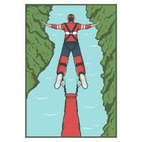Illustration of extreme sport bungee jumping vector