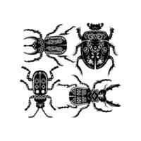 Line Art Illustration of Tribal Insects vector