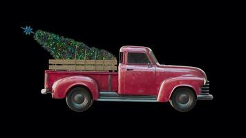 Loop Christmas pickup truck driving with alpha channel video