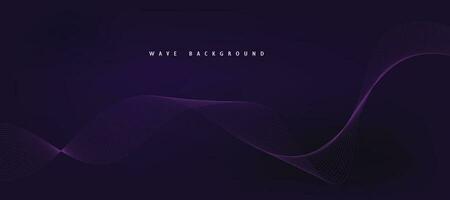 Purple background with flowing wave lines. Futuristic technology concept. Vector illustration