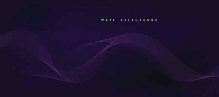 Purple background with flowing wave lines. Futuristic technology concept. Vector illustration