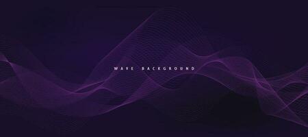 Purple background with flowing wave lines. Futuristic technology concept. Vector illustration