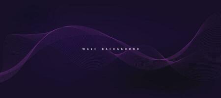 Purple background with flowing wave lines. Futuristic technology concept. Vector illustration